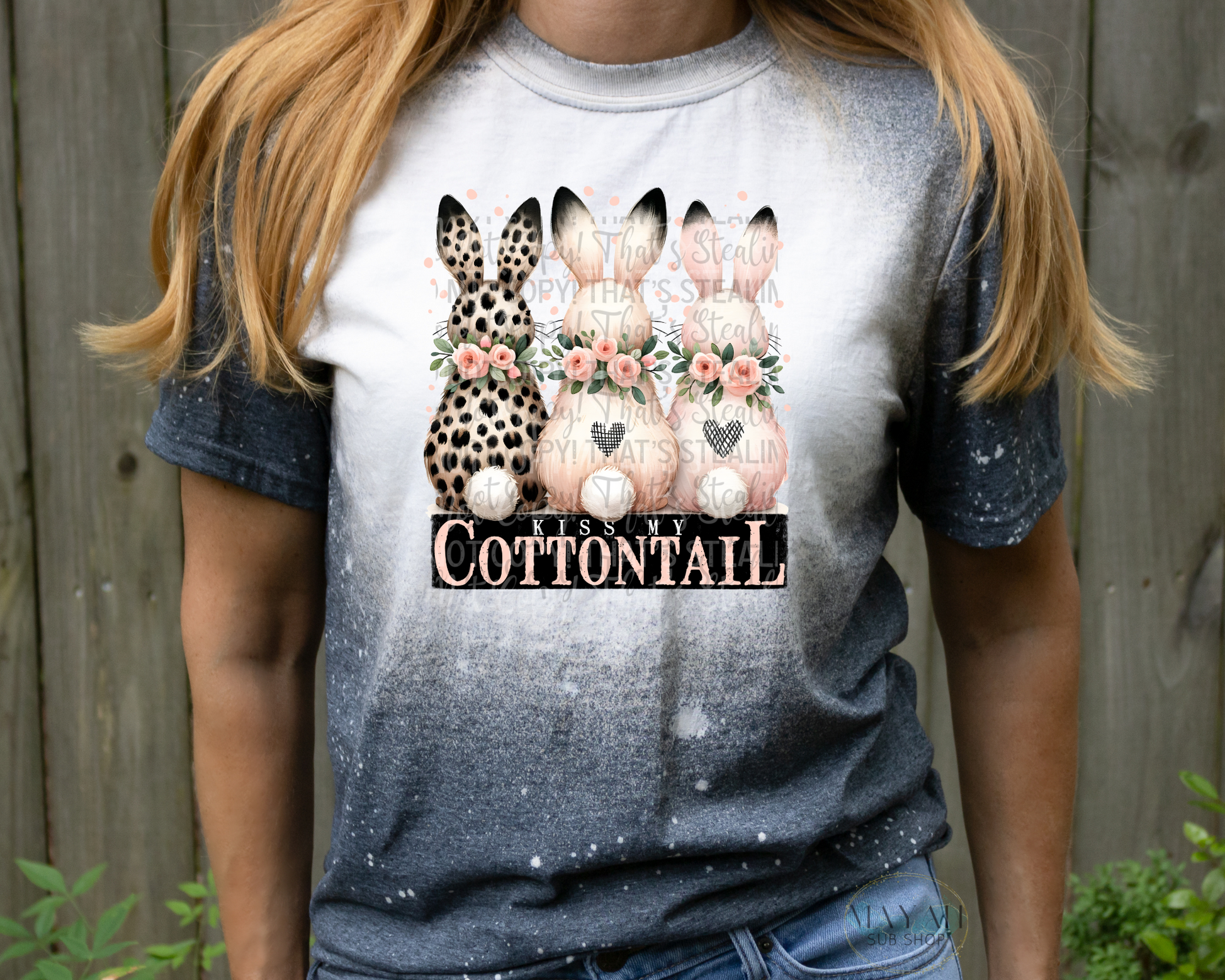 Kiss My Cottontail Bleached Tee - Mayan Sub Shop