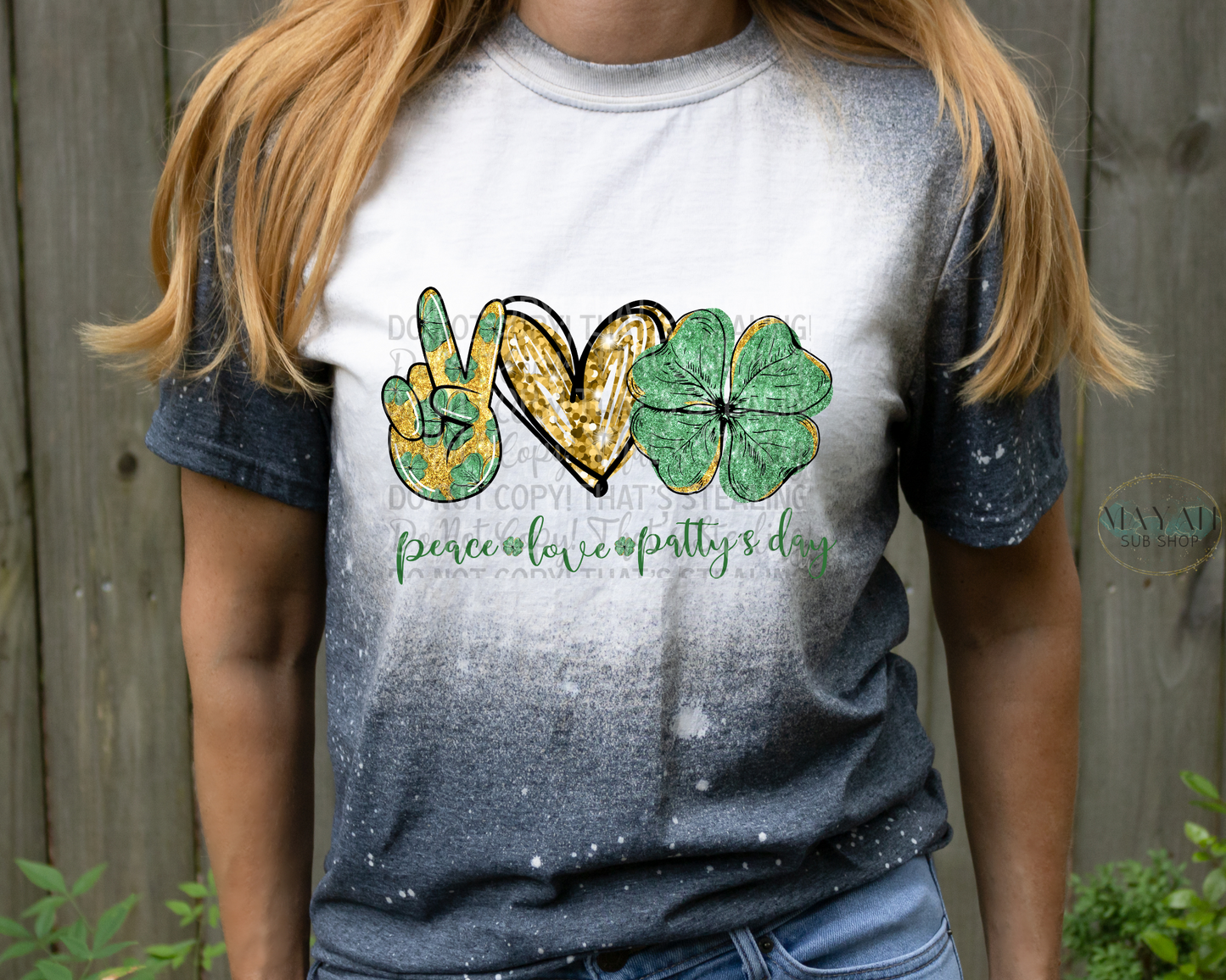 Peace love St. patty's day bleached tee. - Mayan Sub Shop