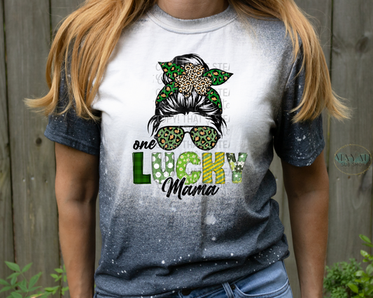 One lucky mama bleached tee. -Mayan Sub Shop