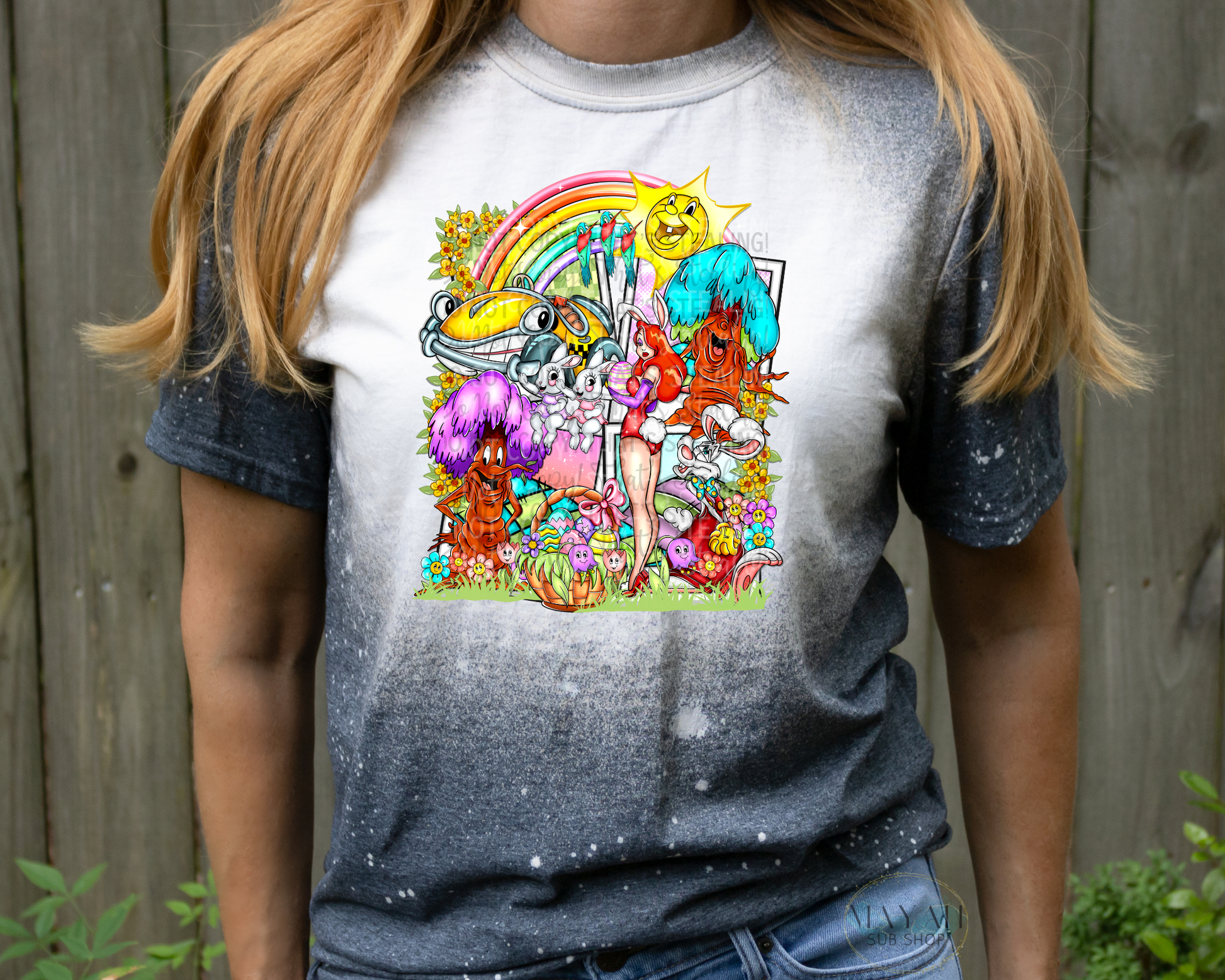 Easter Toon Bleached Tee - Mayan Sub Shop