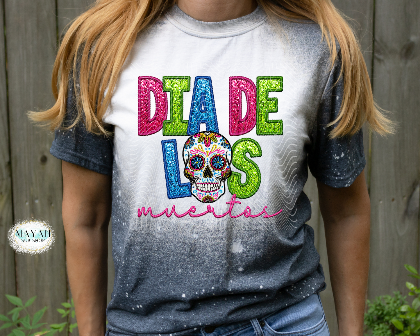 Dia de los muertos sugar skull heather charcoal bleached tee. -Mayan Sub Shop