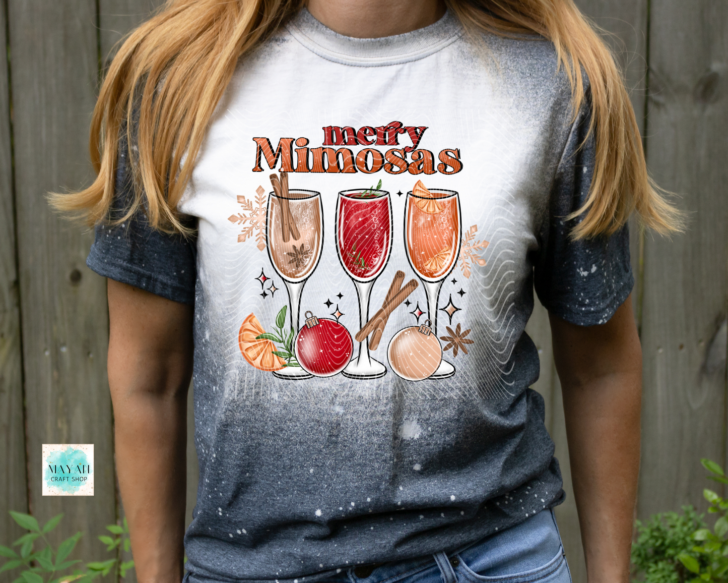 Merry mimosas heather charcoal bleached tee. -Mayan Craft Shop