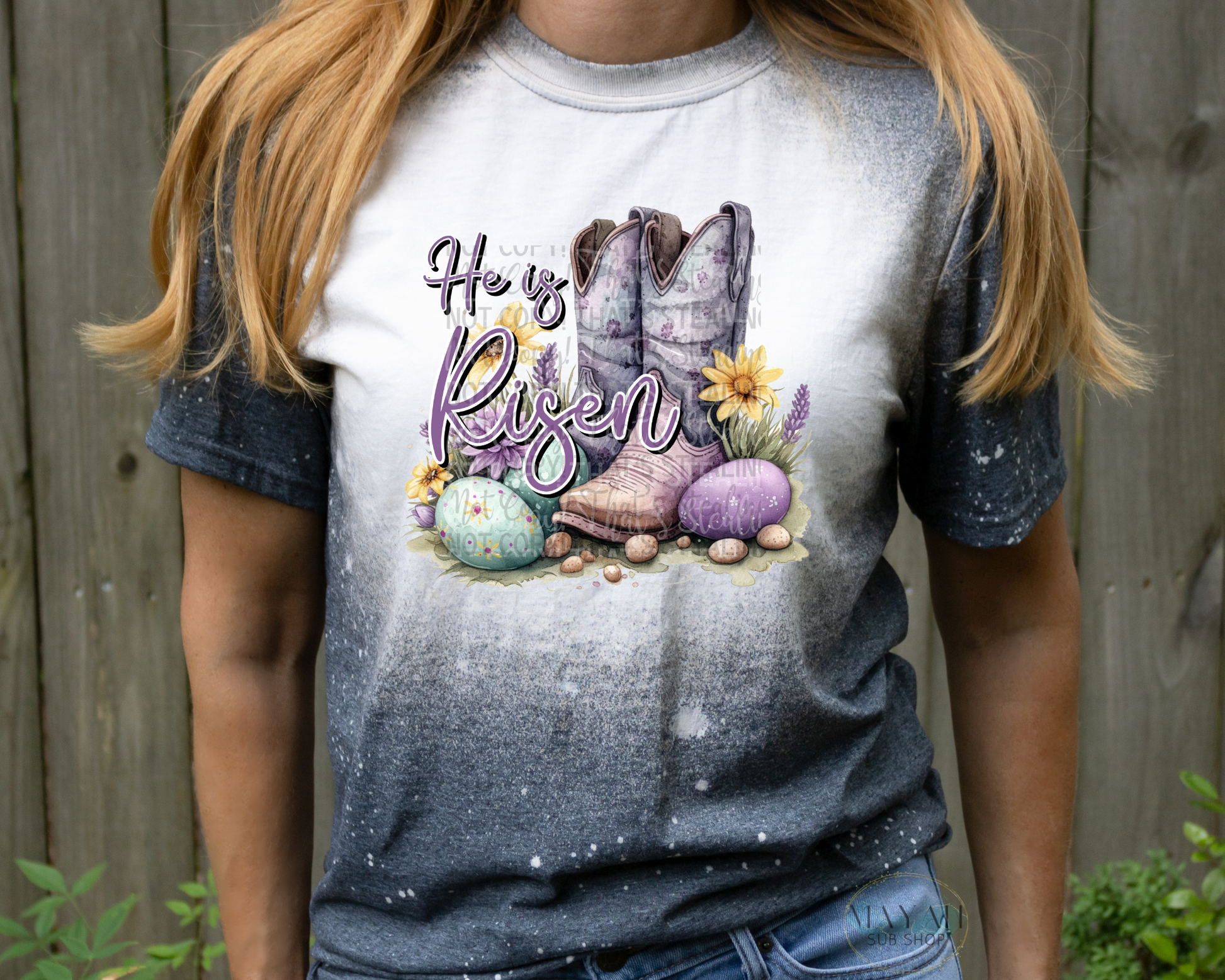 He Is Risen Bleached Tee - Mayan Sub Shop