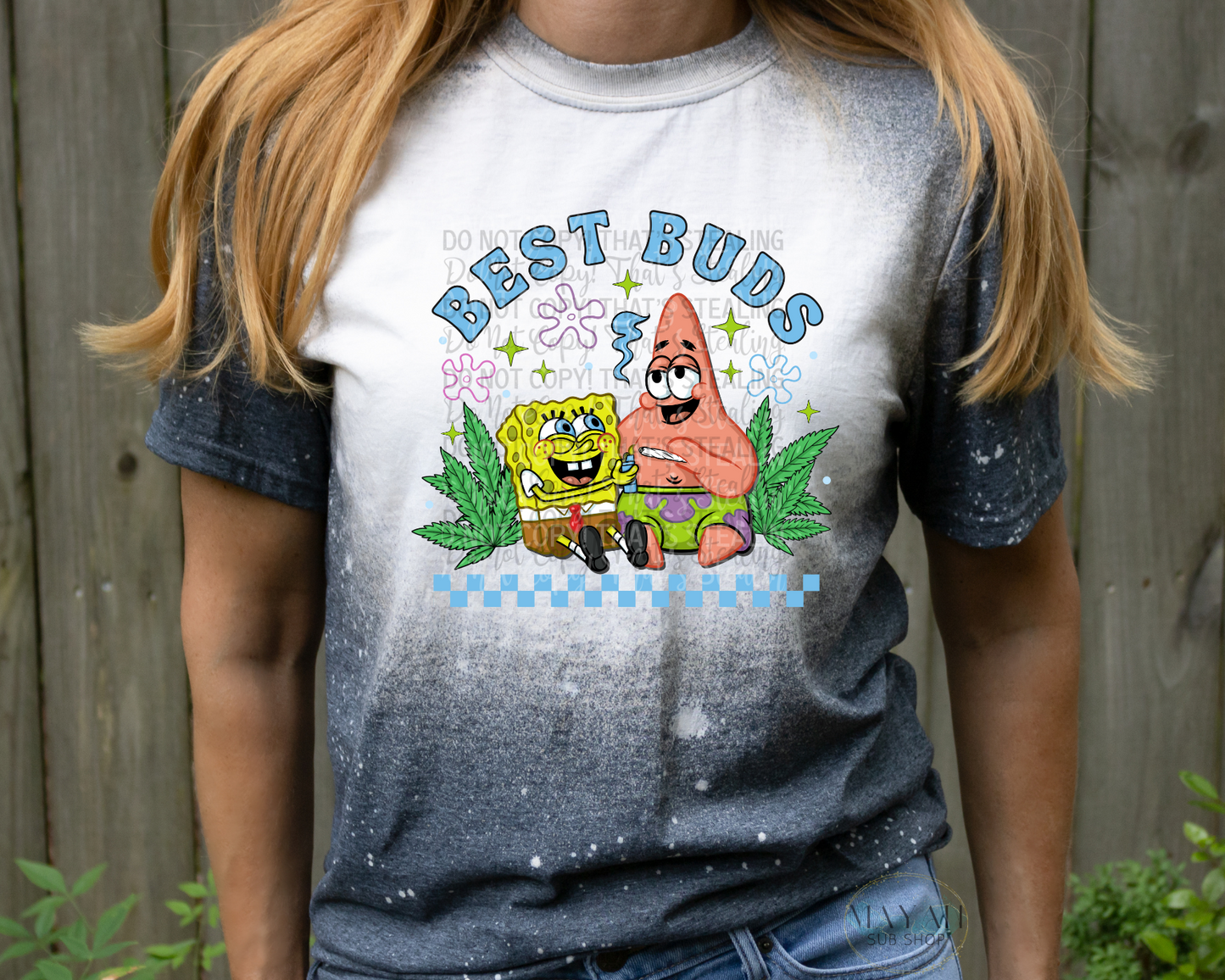 Best buds bleached tee. -Mayan Sub Shop