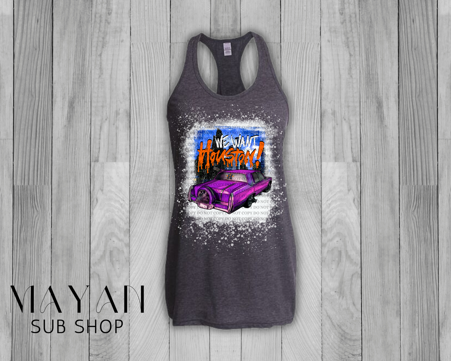 We Want Houston Bleached Tank Top - Mayan Sub Shop