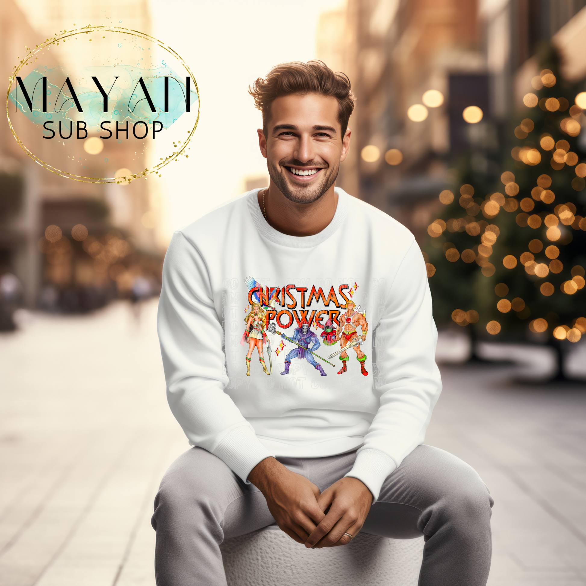 Christmas powers sweatshirt. -Mayan Sub Shop