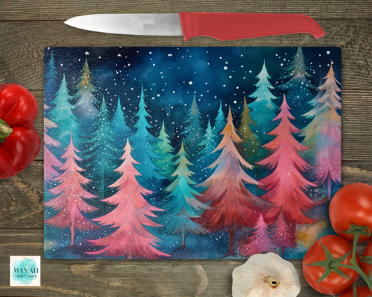 Christmas trees cutting board. -Mayan Sub Shop