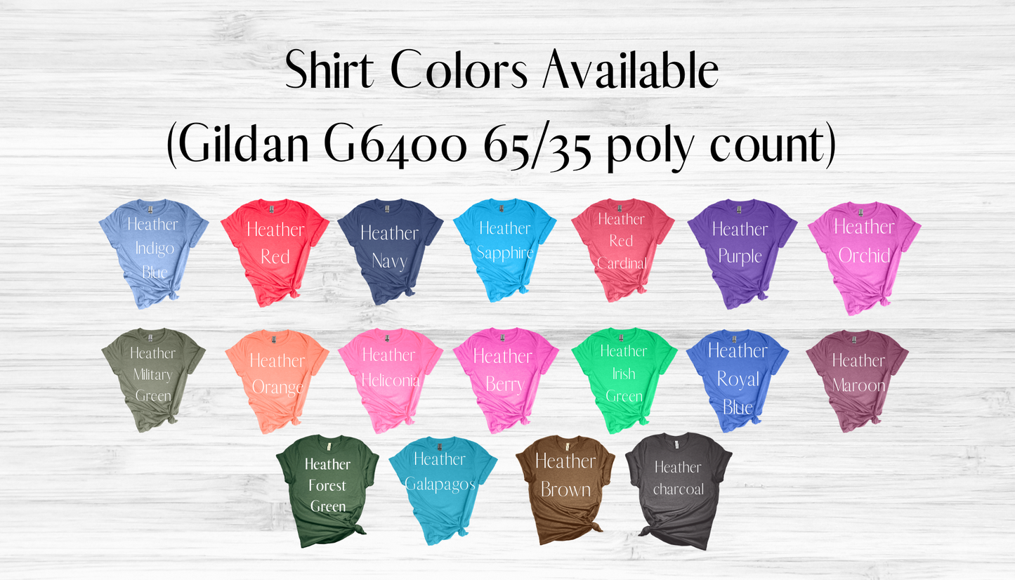 Color shirts chart. -Mayan Sub Shop
