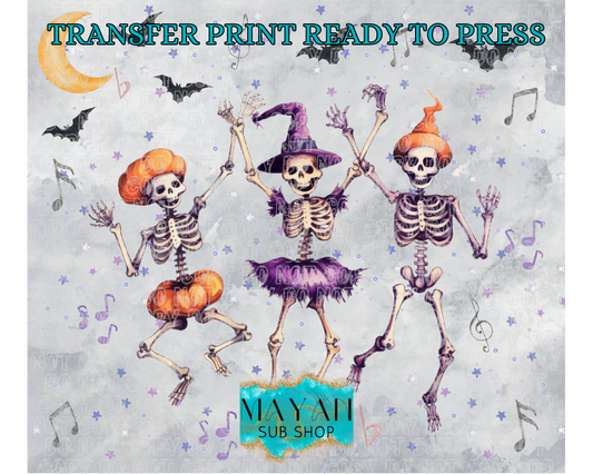 Dancing skeletons TW transfer print. -Mayan Sub Shop
