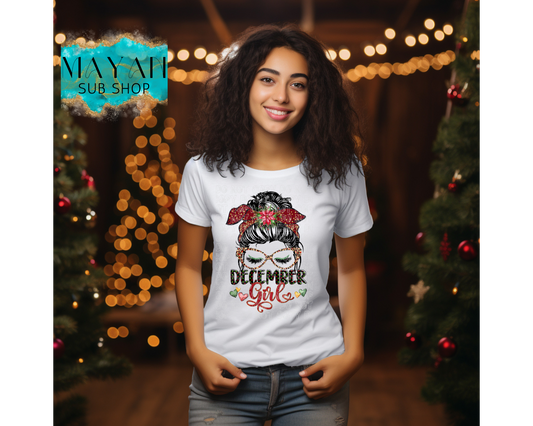 December girl messy bun shirt. -Mayan Sub Shop