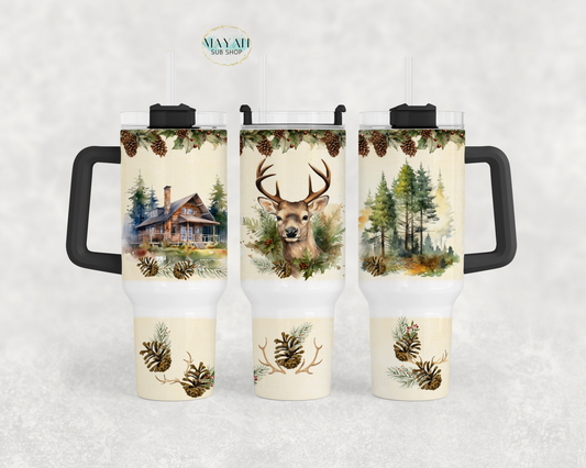 Deer 40 oz tumbler. -Mayan Sub Shop