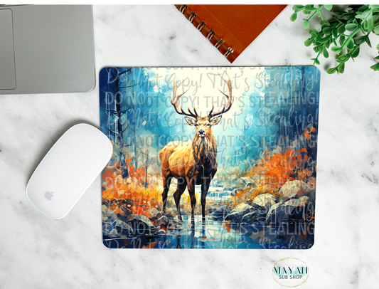 Deer in water mouse pad. -Mayan Sub Shop
