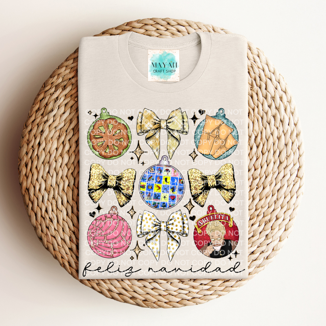 Mexican ornament bows heather dust shirt. -Mayan Craft Shop