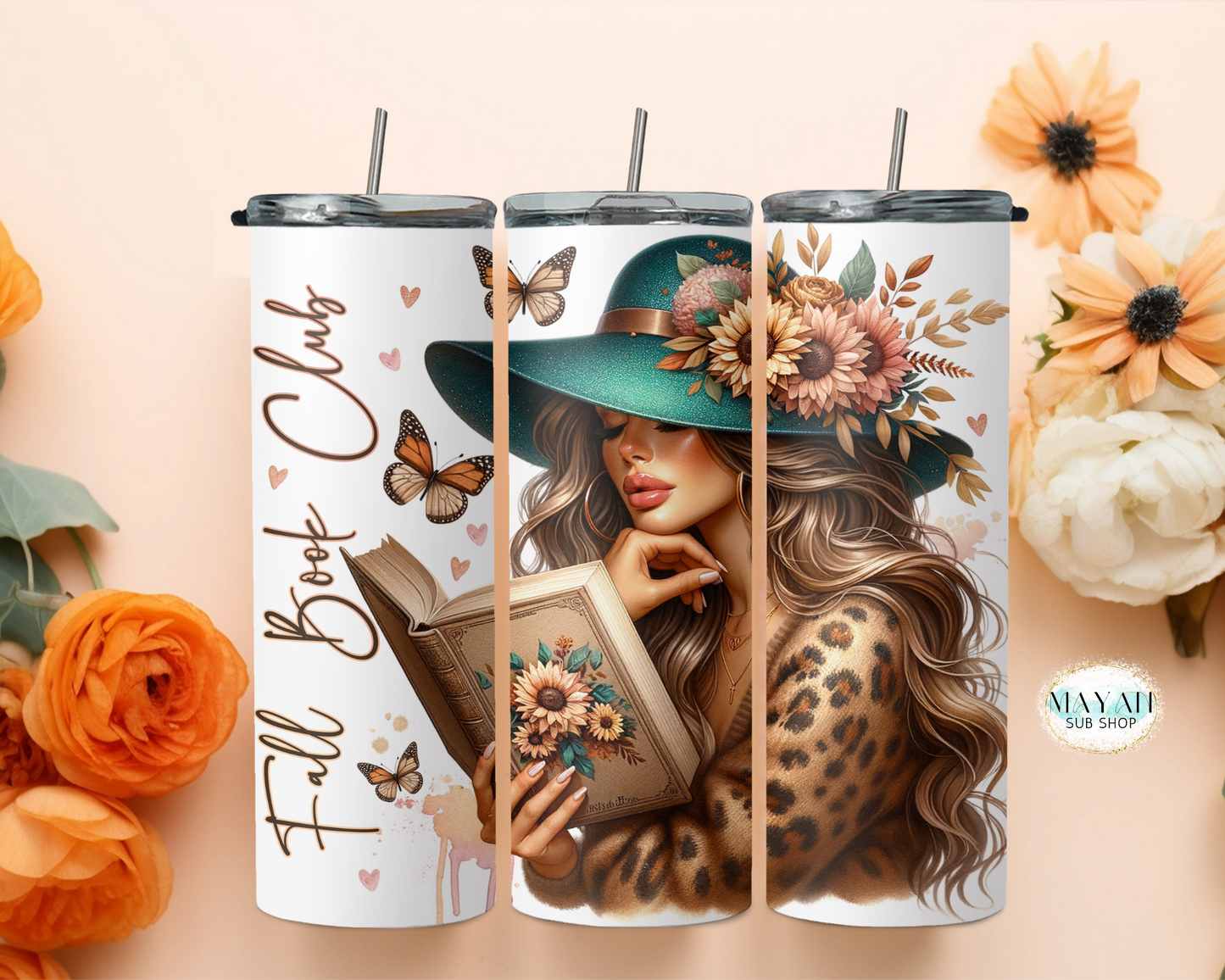 Fall book club tumbler. -Mayan Sub Shop