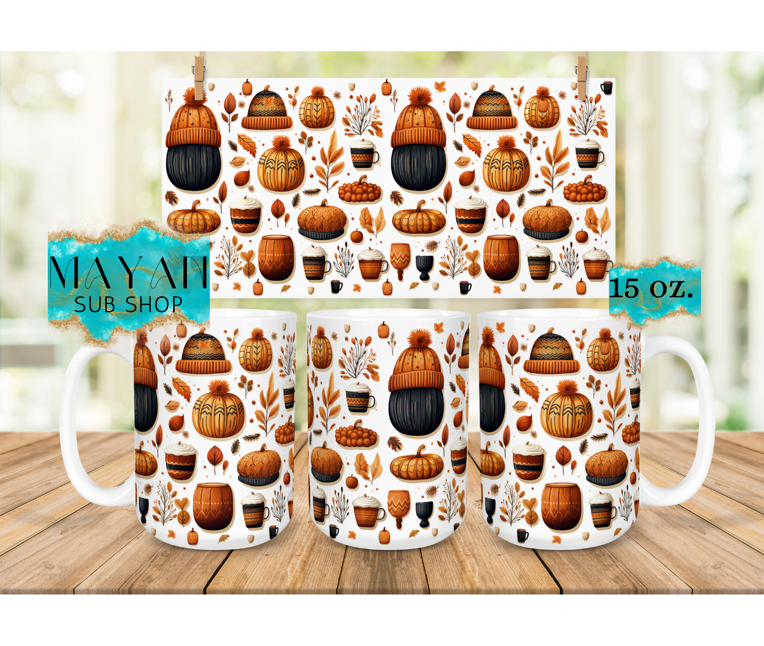 Fall 15 oz. coffee mug. -Mayan Sub Shop