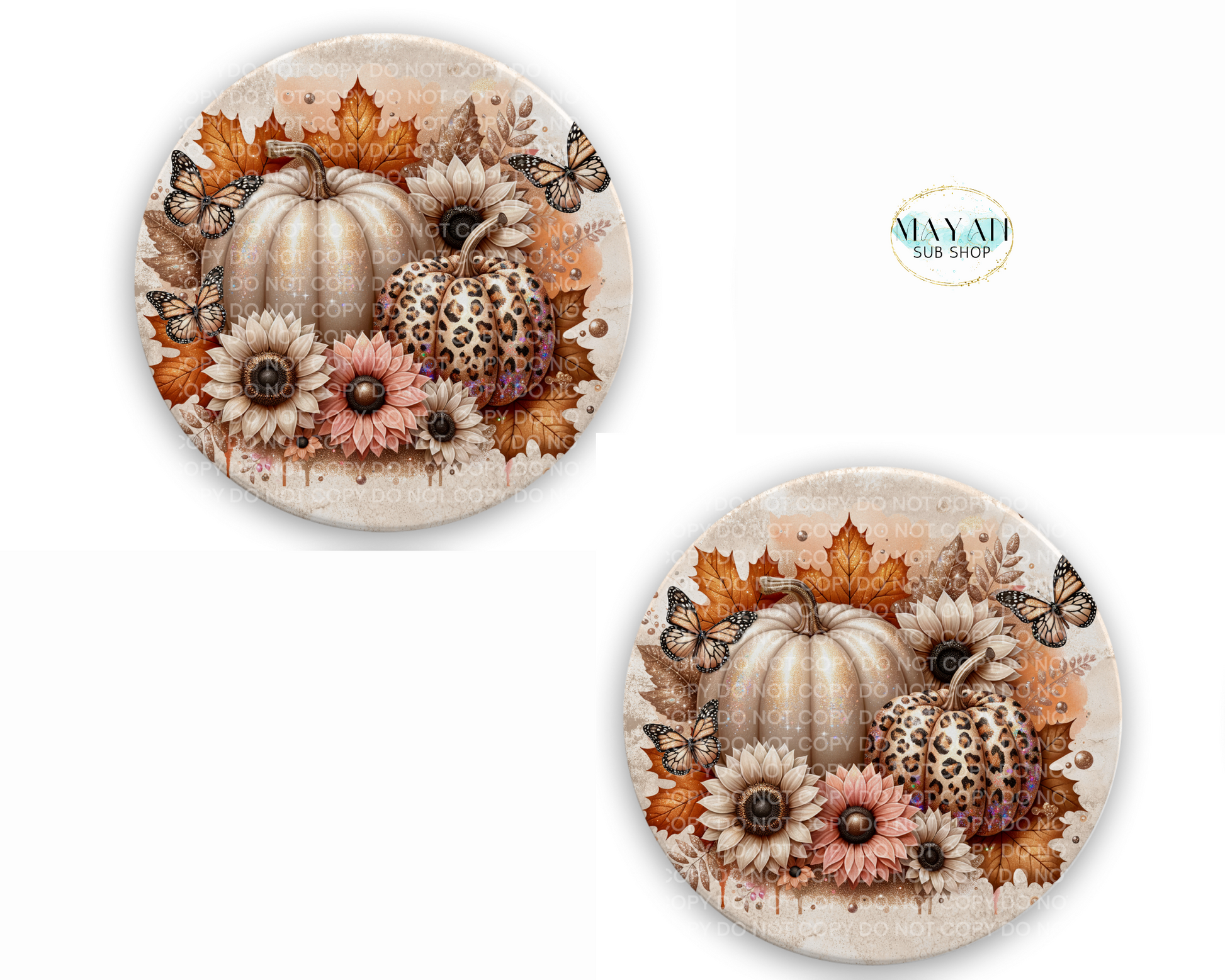 Fall pumpkins coasters. -Mayan Sub Shop