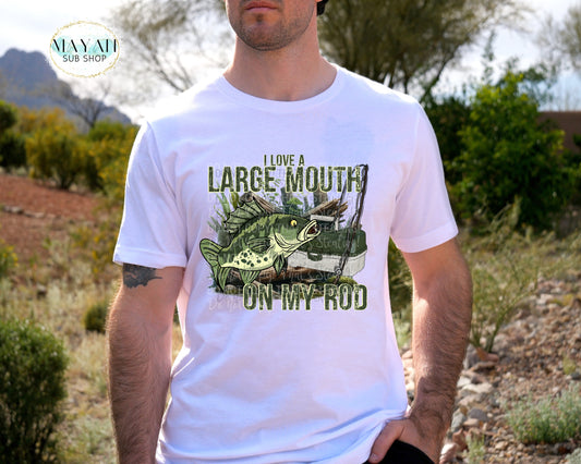 Large mouth on my rod fishing shirt. -Mayan Sub Shop