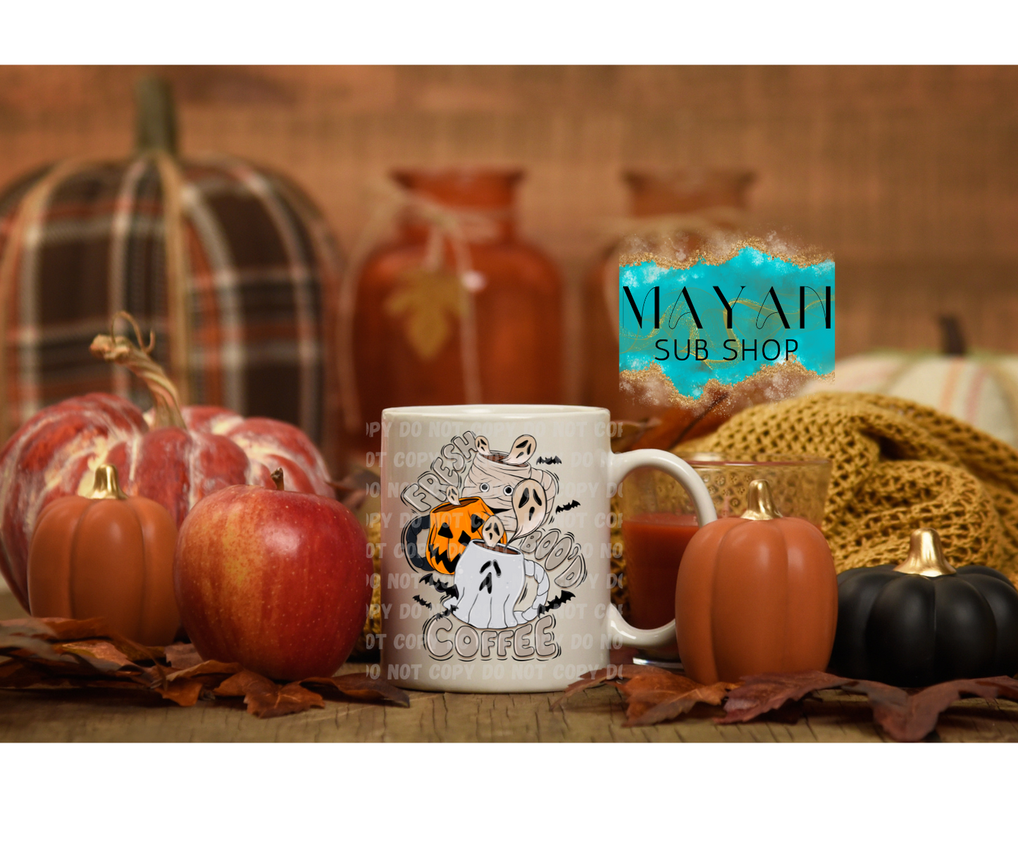 Fresh Boo'd Coffee 15 oz. coffee mug. -Mayan Sub Shop