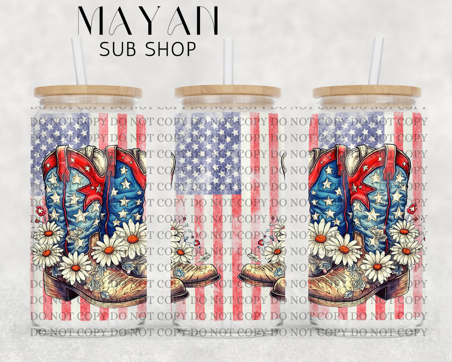 American boots 16 oz. frosted glass can. - Mayan Sub Shop