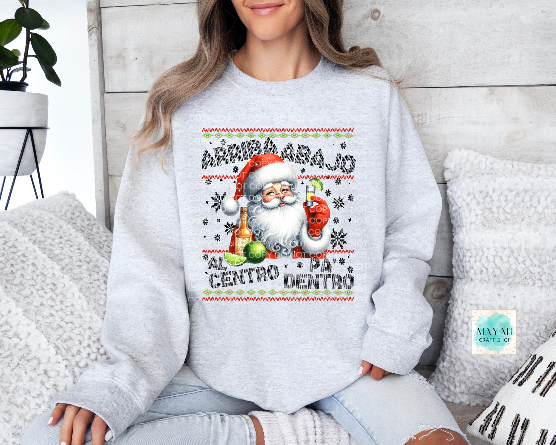 Arriba abajo Santa ash grey sweatshirt. -Mayan Craft Shop