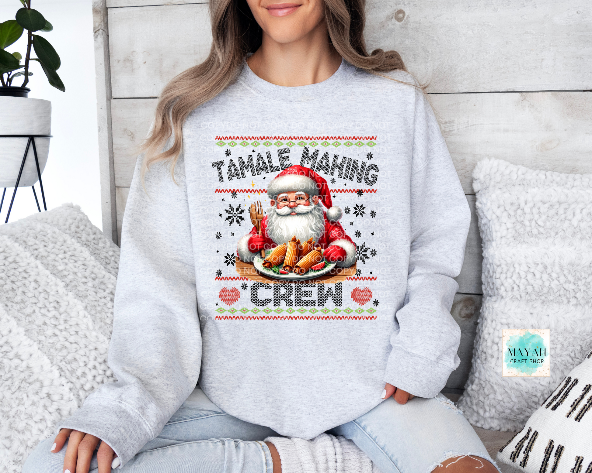 Tamale making crew ash grey sweatshirt. -Mayan Craft Shop