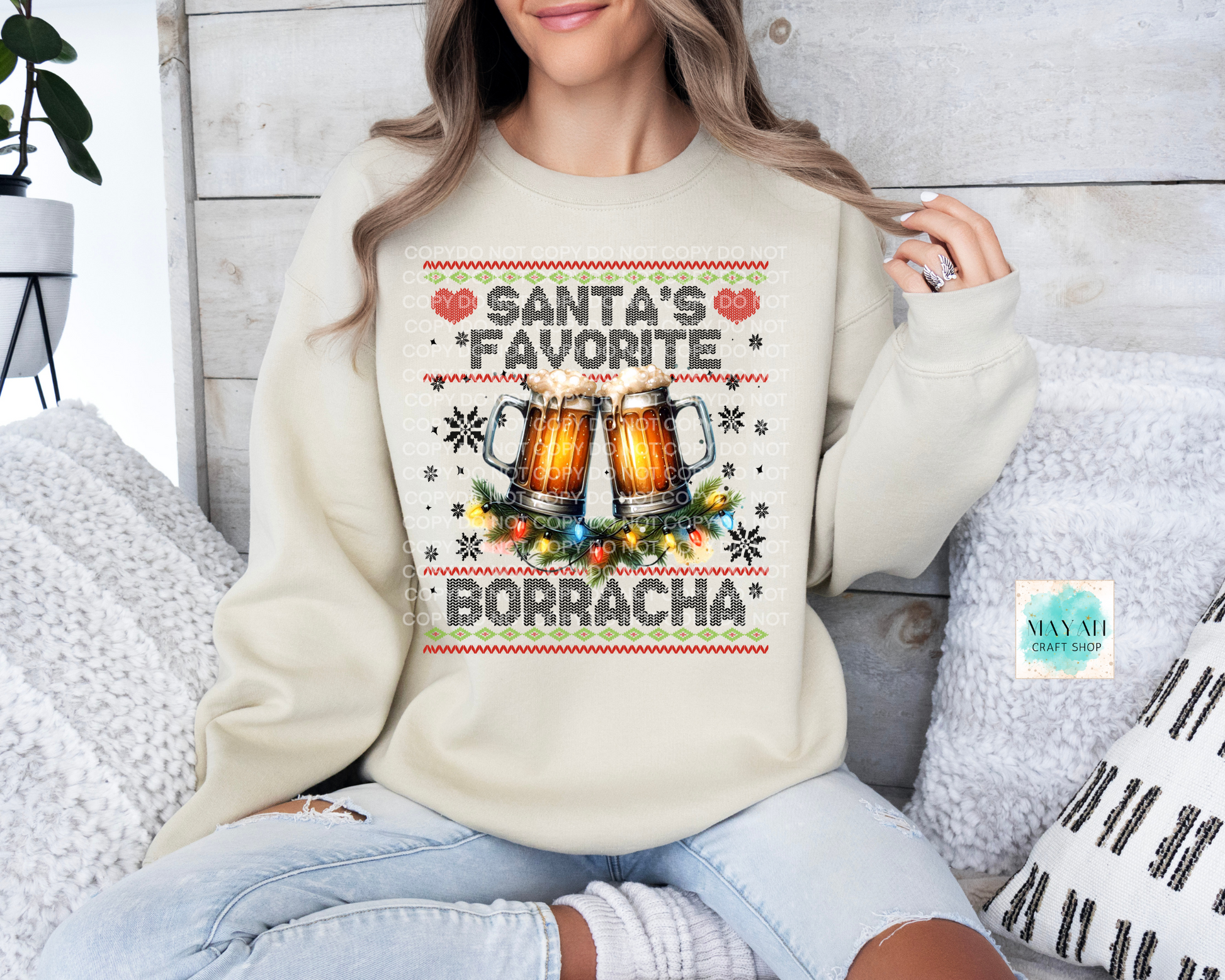 Santa's favorite borracha sand sweatshirt. -Mayan Craft Shop