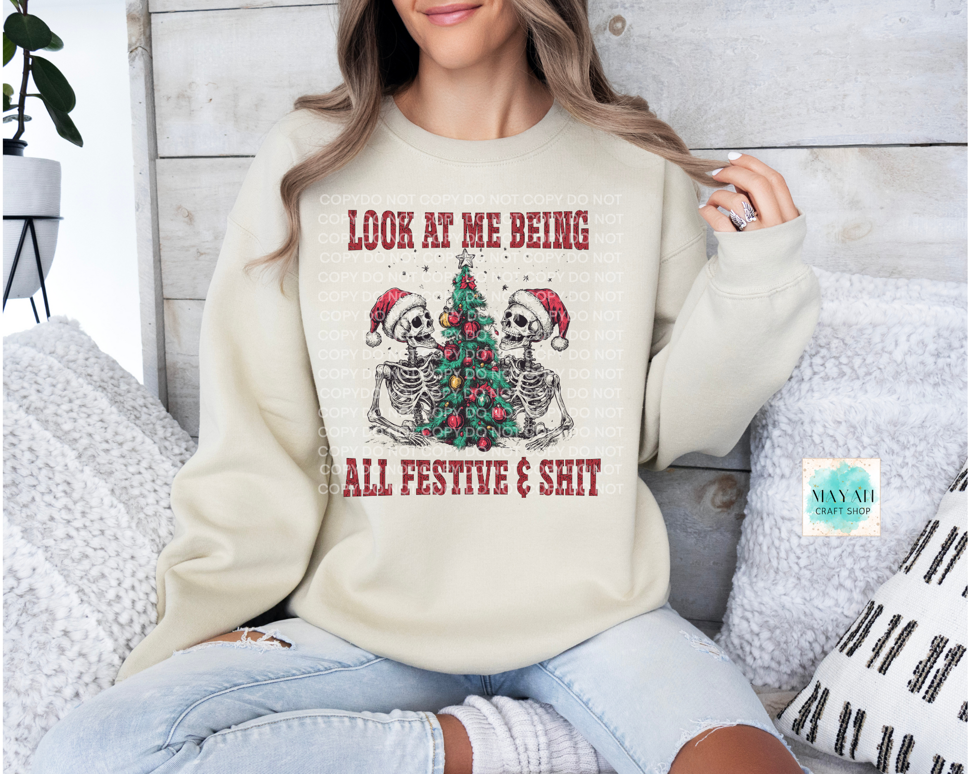 Being festive sand sweatshirt. -Mayan Craft Shop