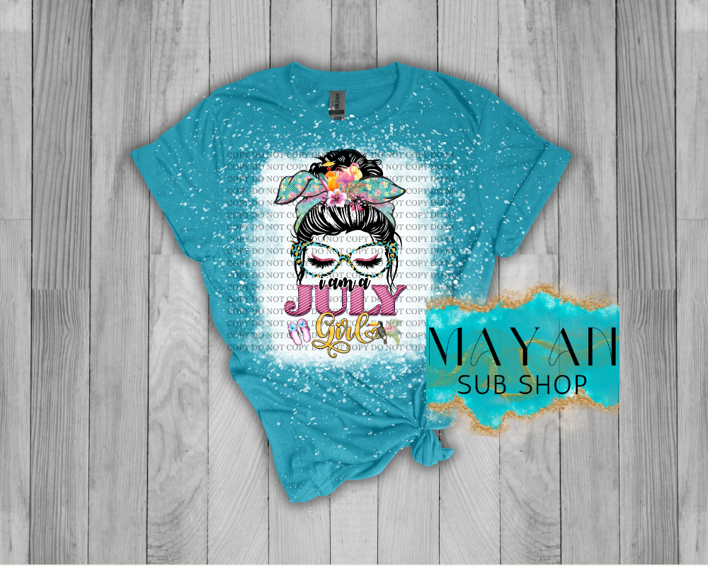 July Girl Messy Bun Bleached Shirt - Mayan Sub Shop