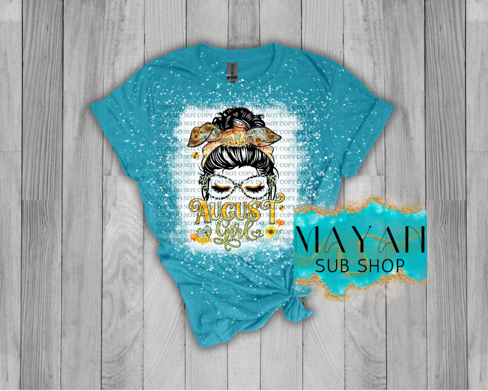 August Girl Messy Bun Bleached Shirt - Mayan Sub Shop