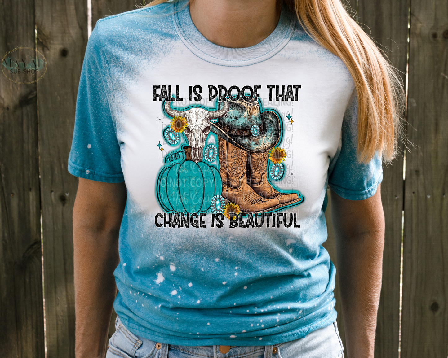 Fall Proof That Change Is Beautiful Bleached Shirt - Mayan Sub Shop