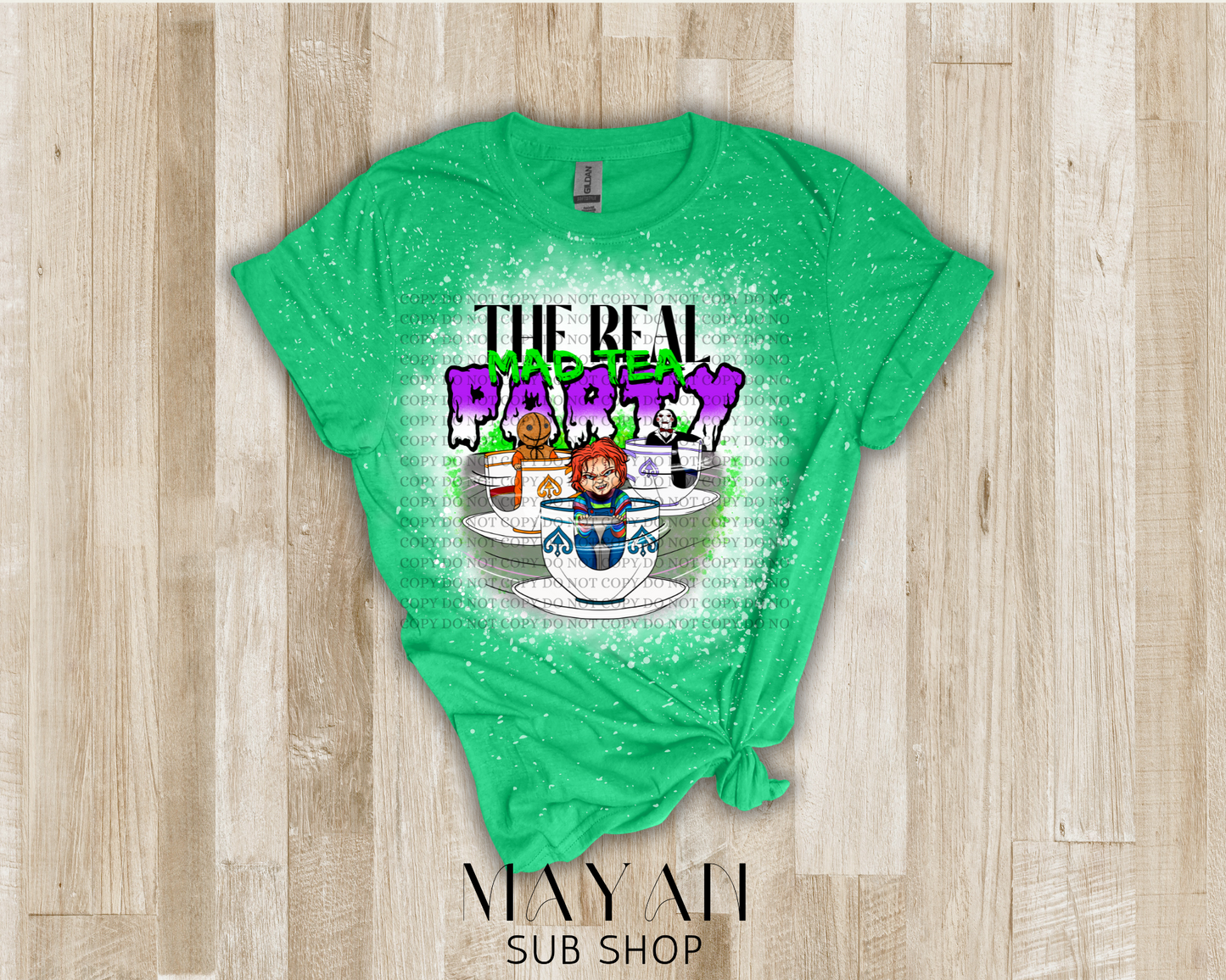 The real mad tea party bleached shirt - Mayan Sub Shop
