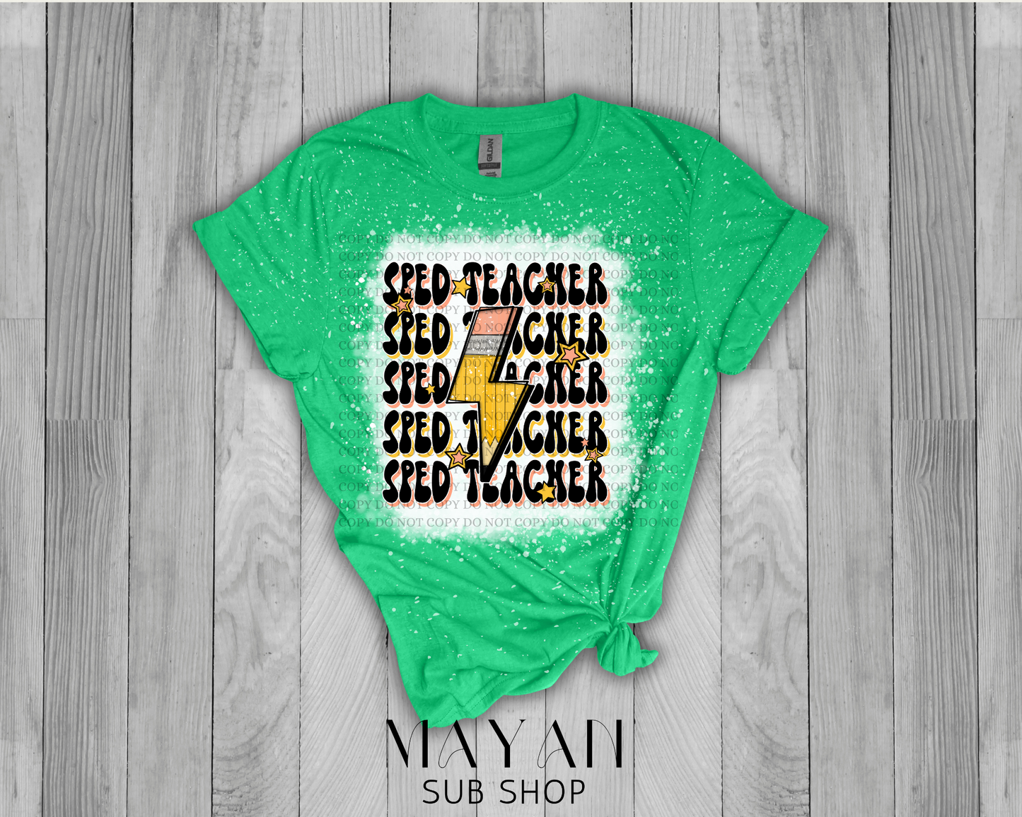 SPED-Teacher Stacked Retro Bleached Shirt - Mayan Sub Shop