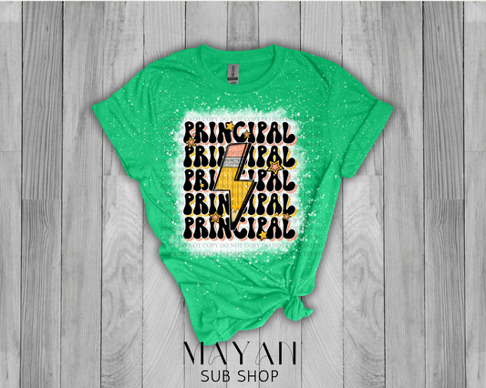 Principal retro in heather irish green bleached shirt. - Mayan Sub Shop