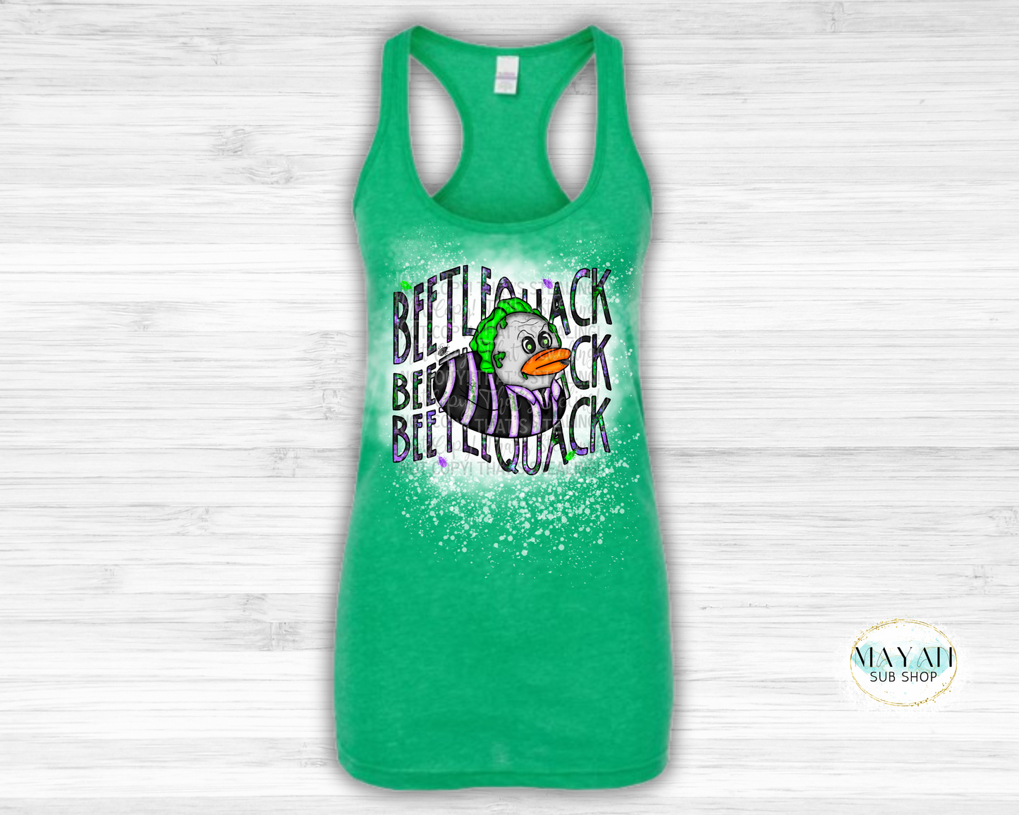 Beetle quack bleached racerback tank top. -Mayan Sub Shop