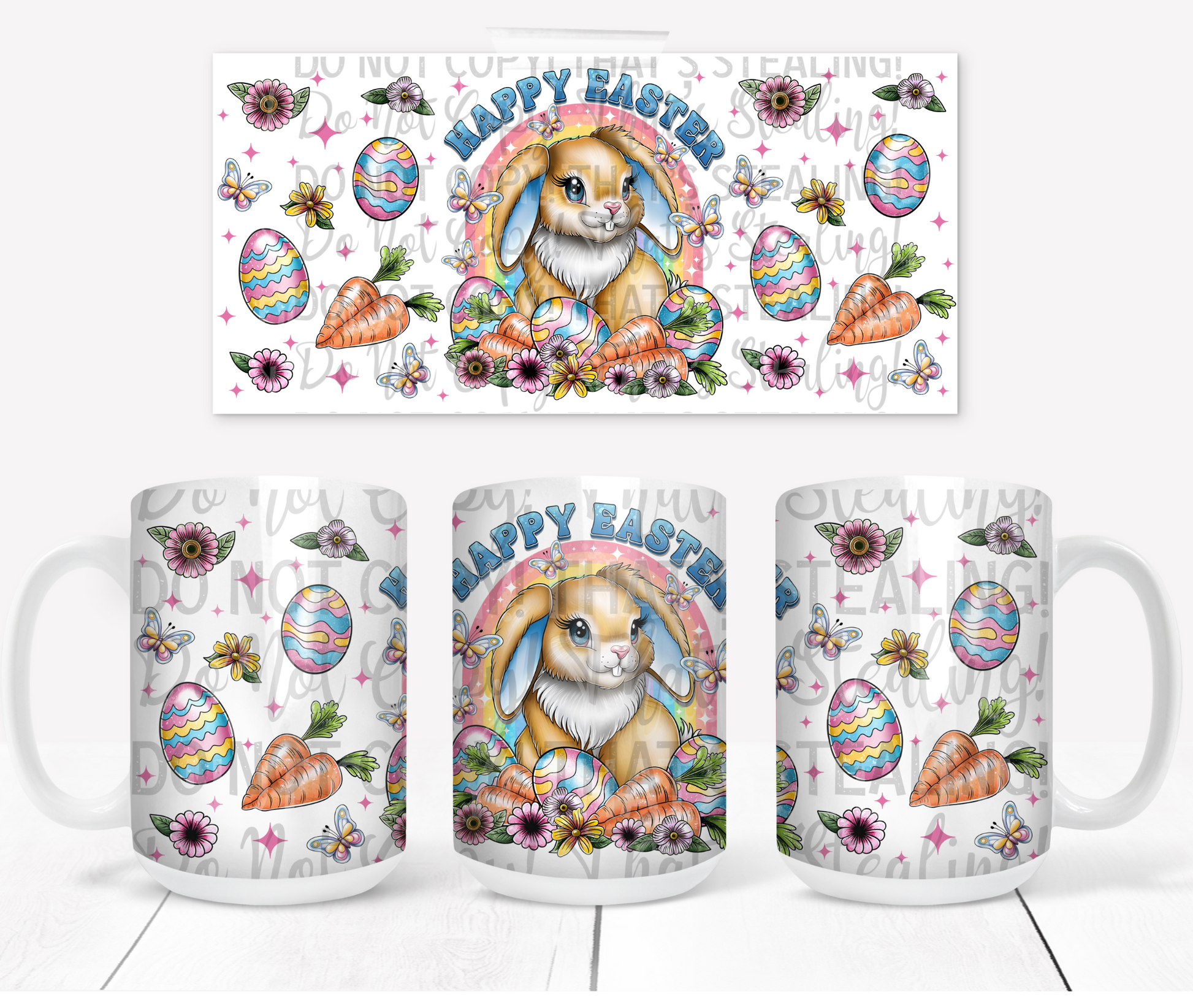 Happy Easter bunny coffee mug. -Mayan Sub Shop