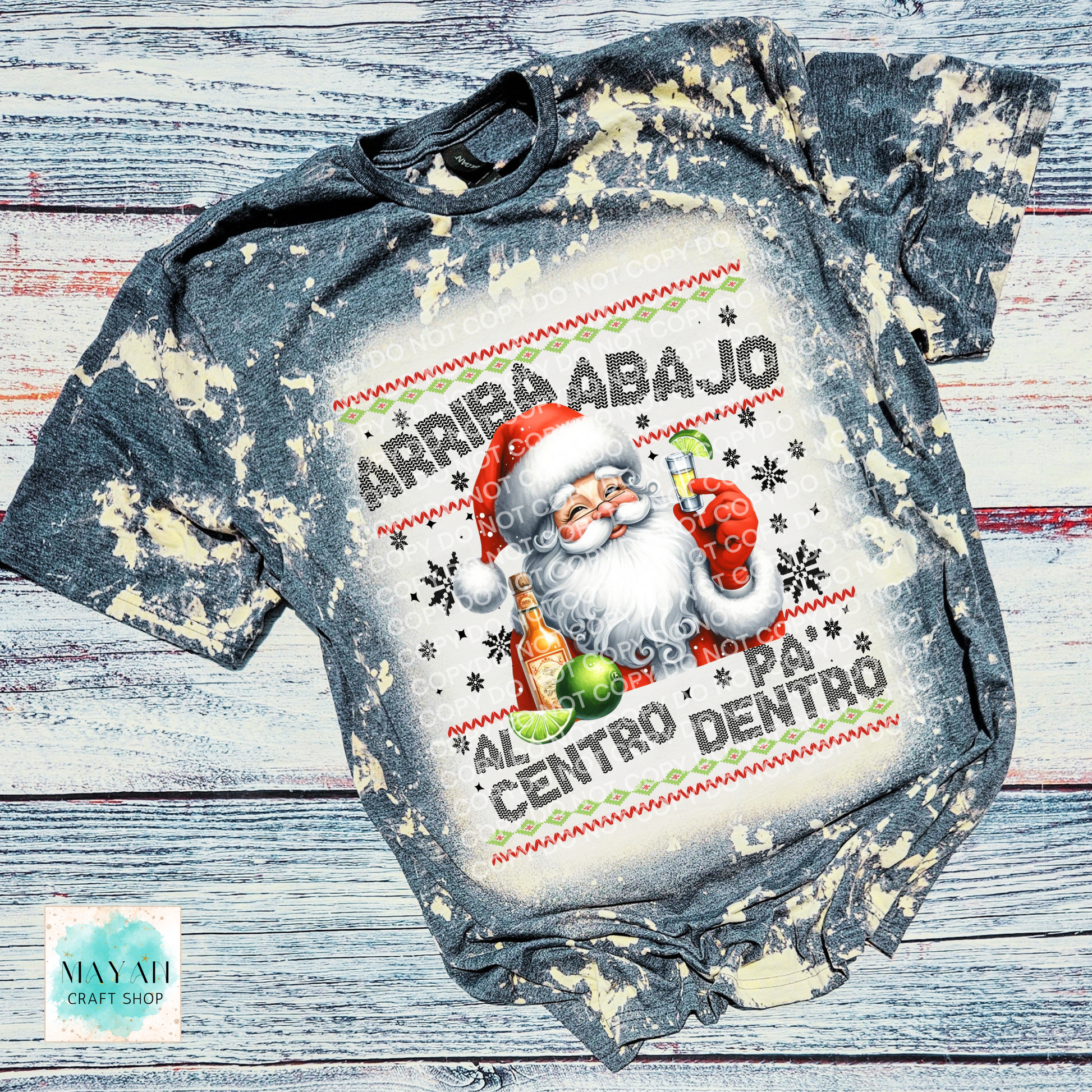 Arriba abajo santa heather charcoal bleached tee. -Mayan Craft Shop