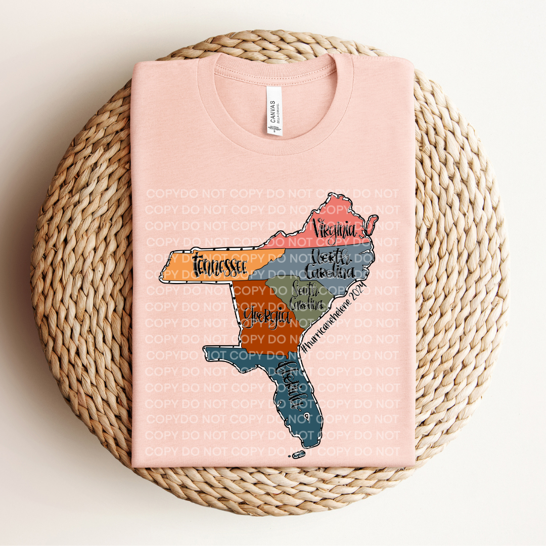 Hurricane Helene heather peach shirt. -Mayan Sub Shop