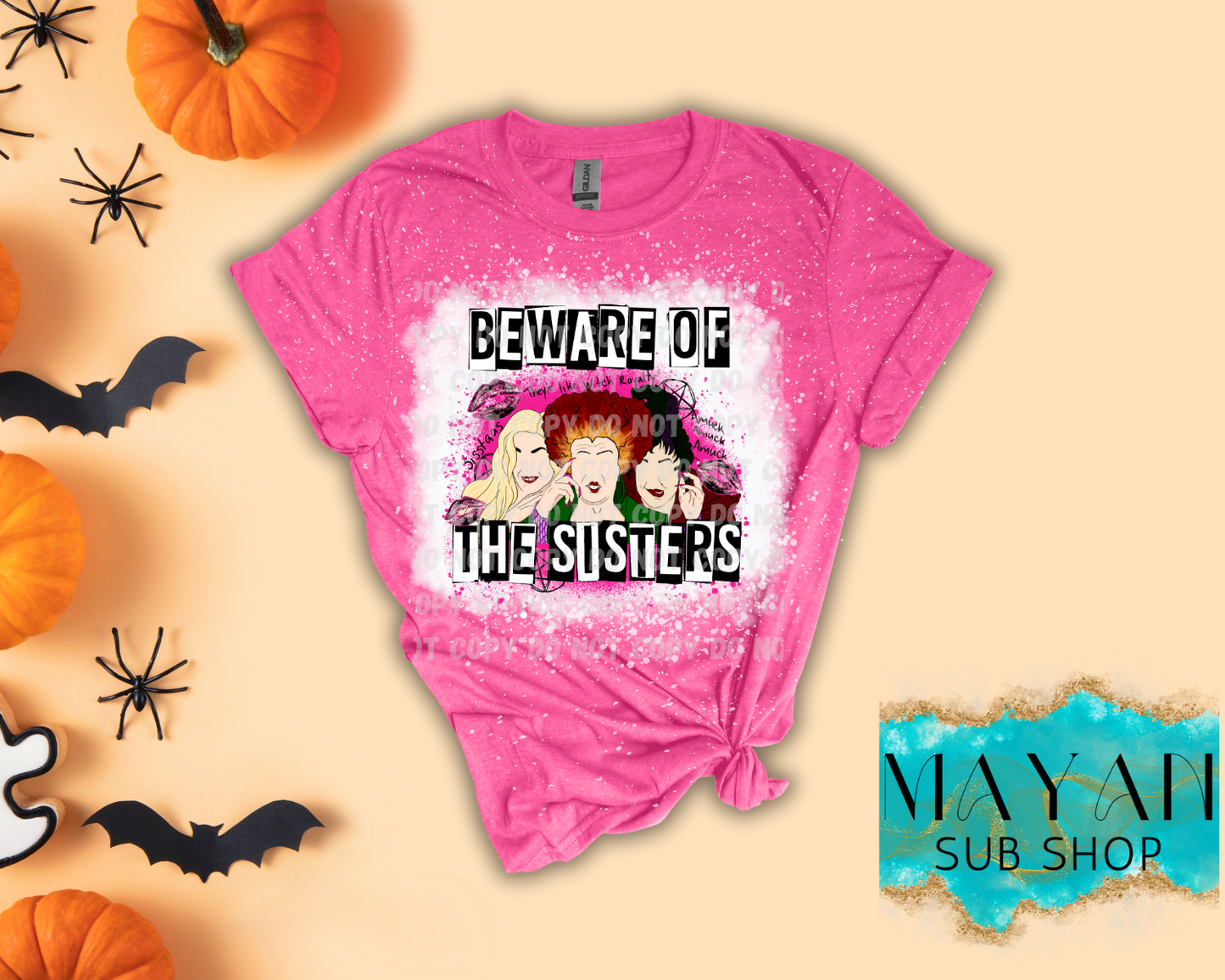 Beware Of The Sisters Bleached Shirt - Mayan Sub Shop