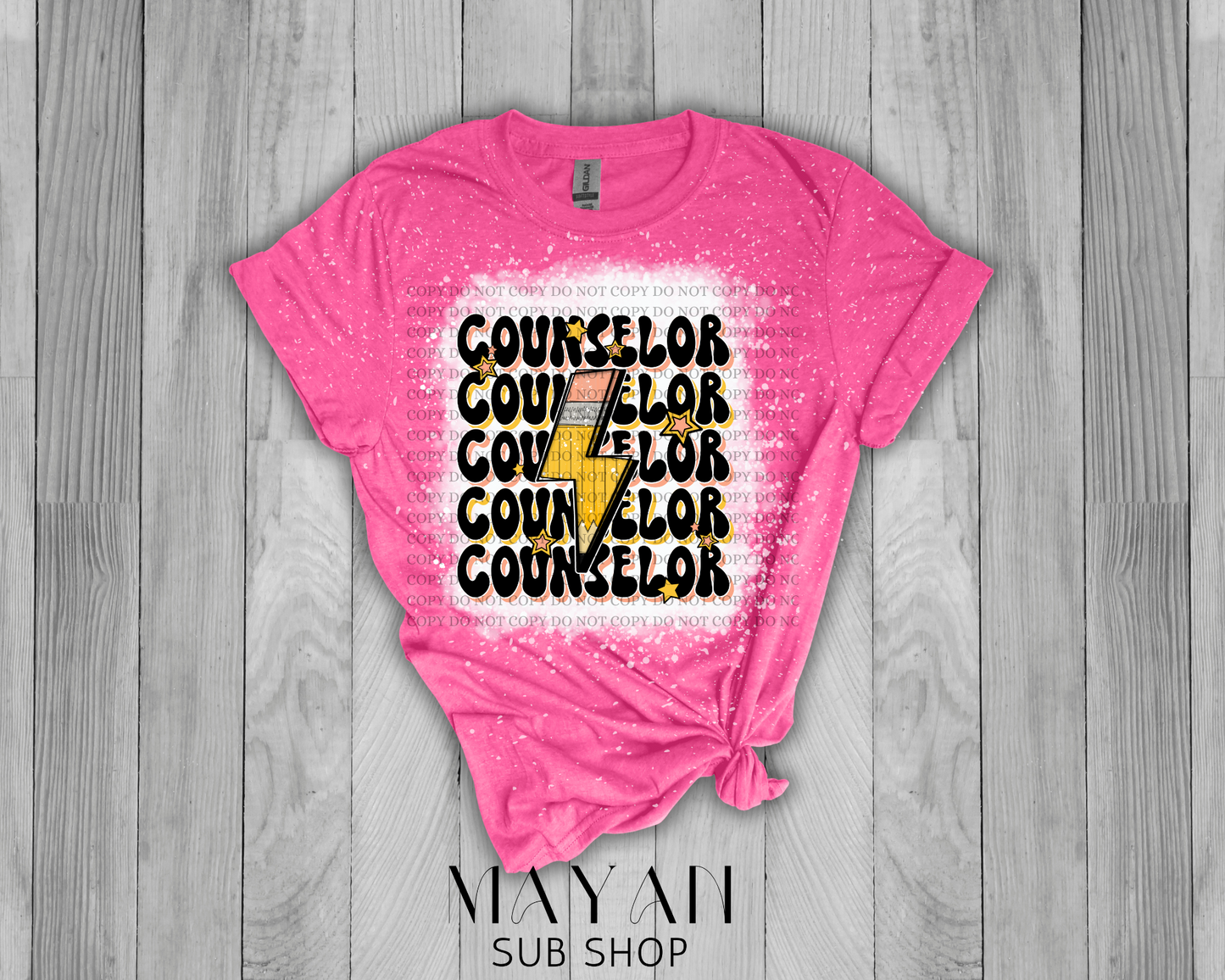 Counselor Stacked Retro Bleached Shirt - Mayan Sub Shop