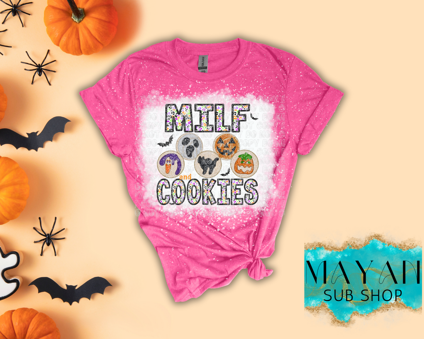 Milf and Cookies Halloween Bleached Shirt - Mayan Sub Shop