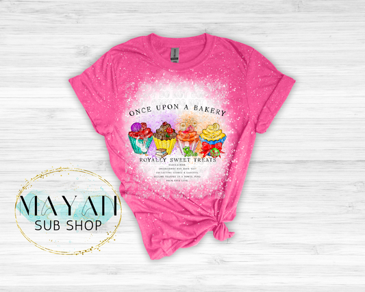 Once upon a bakery in heather heliconia bleached shirt. -Mayan Sub Shop