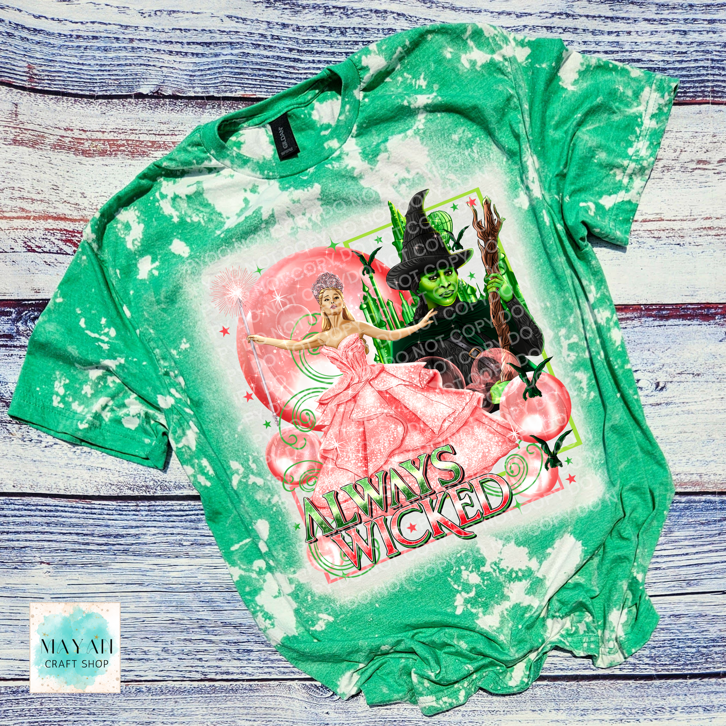 Always wicked heather irish green scrounged bleached tee. -Mayan Craft Shop