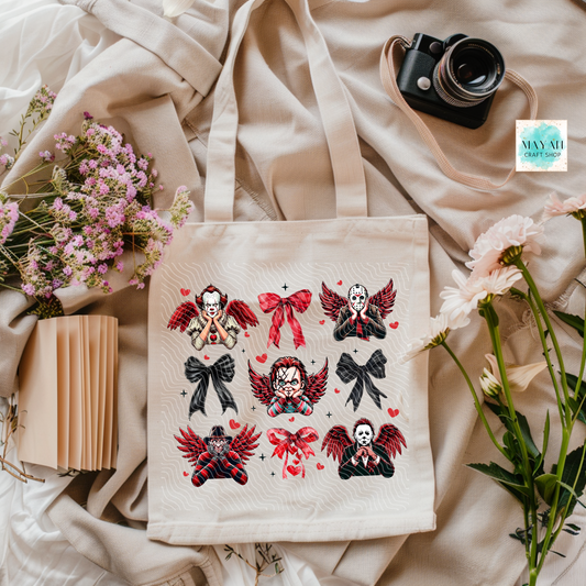 Horror Valentine's coquette tote bag. -Mayan Craft Shop