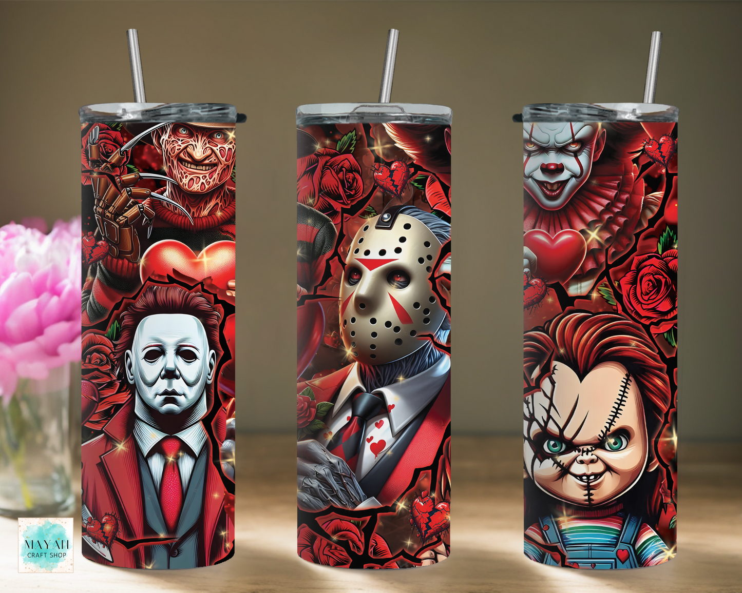 Horror Valentine's Tumbler. -Mayan Craft Shop