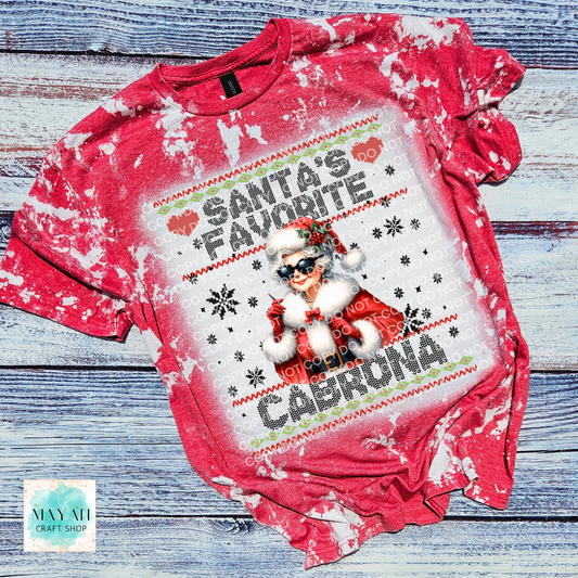 Santa's Favorite Cabrona Bleached Tee