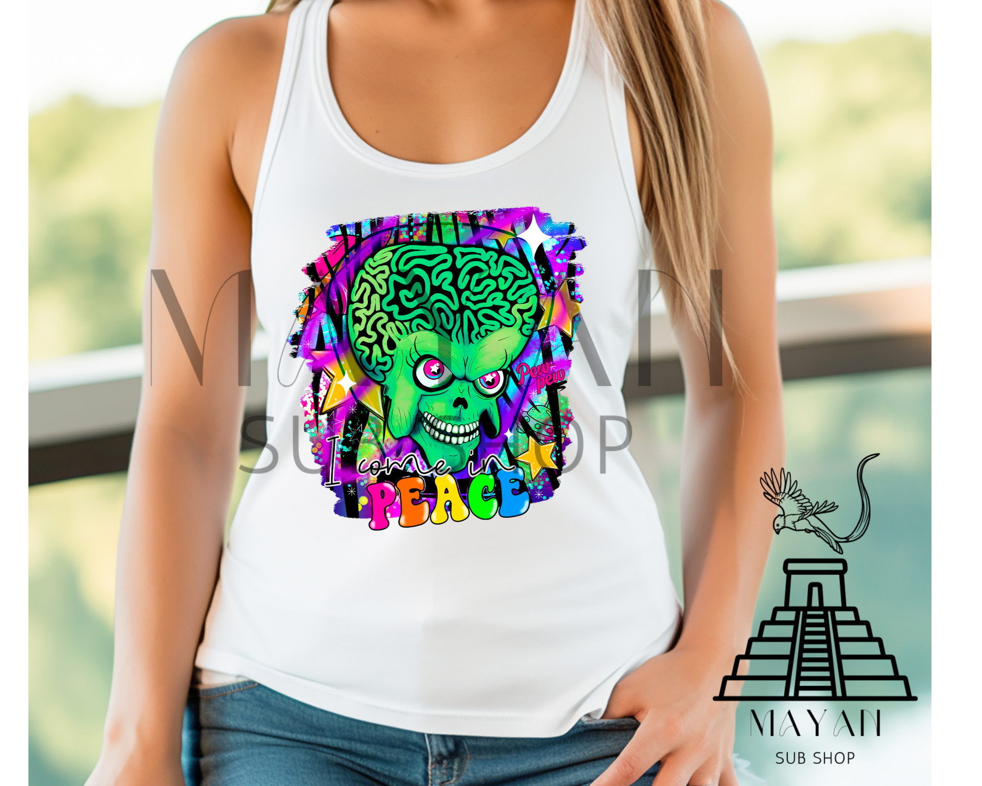 I come in peace tank top - Mayan Sub Shop