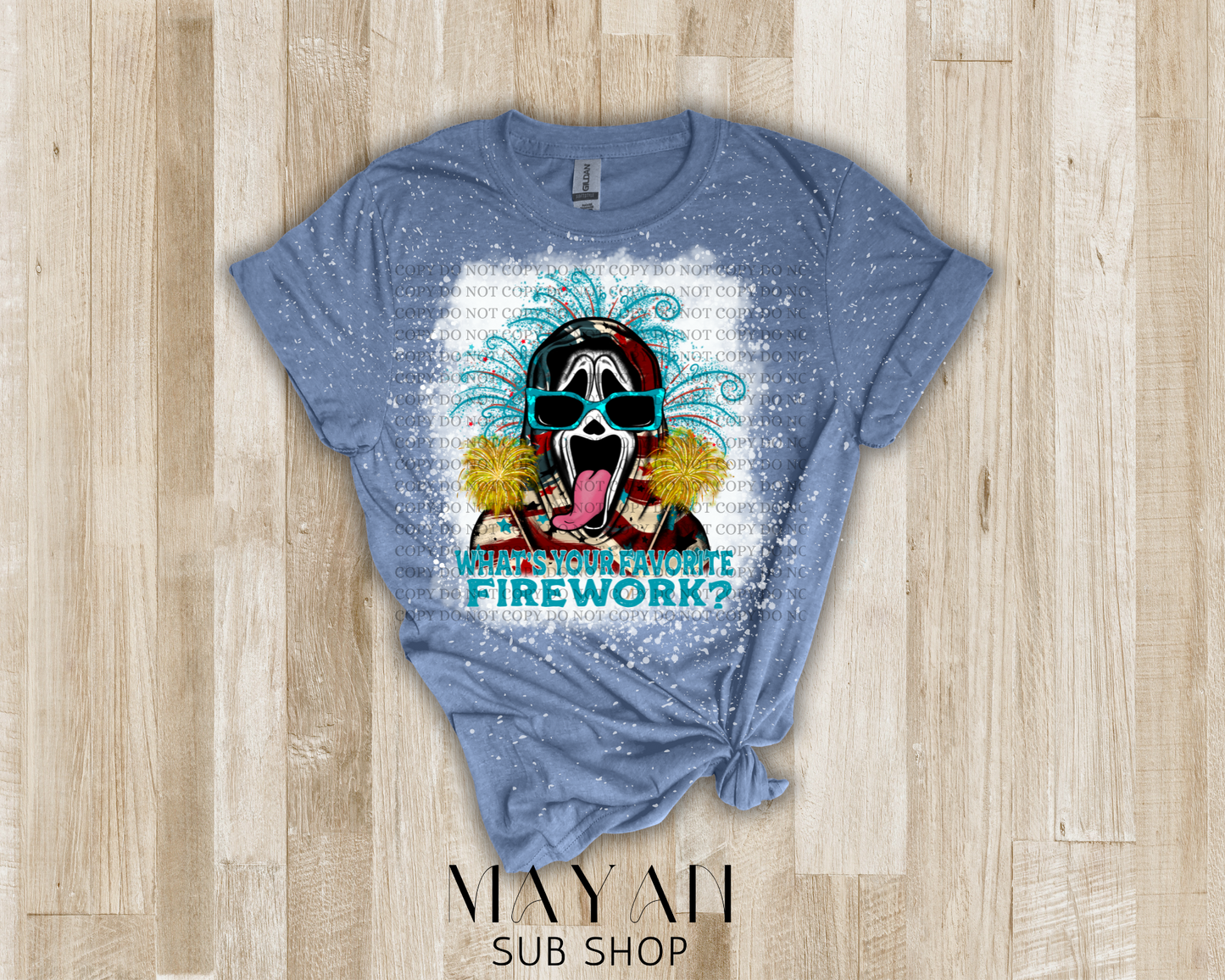 Favorite fireworks bleached shirt - Mayan Sub Shop
