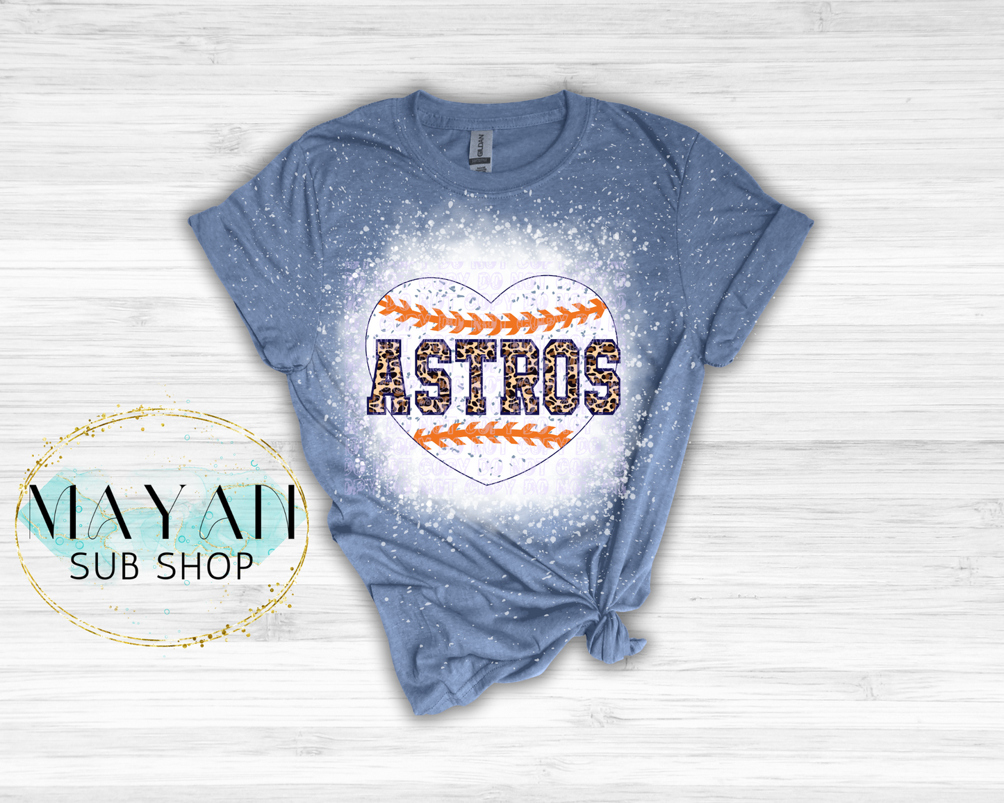 Astros Baseball Heart Bleached Shirt - Mayan Sub Shop