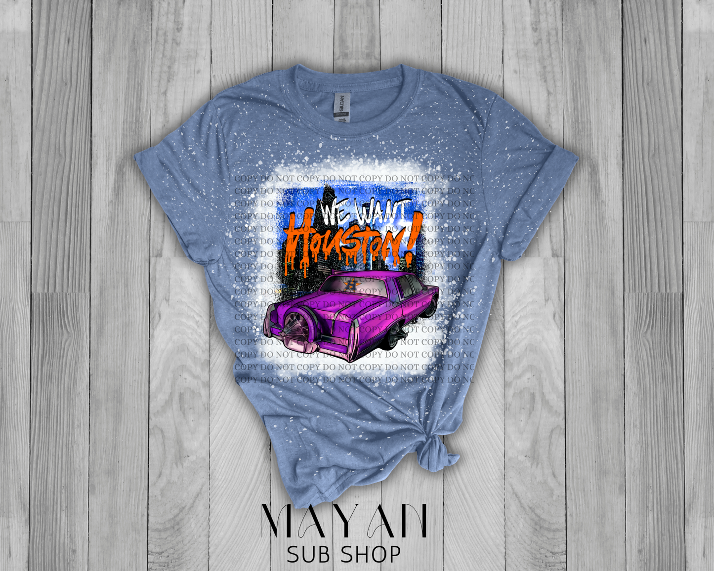 We Want Houston Bleached Shirt - Mayan Sub Shop