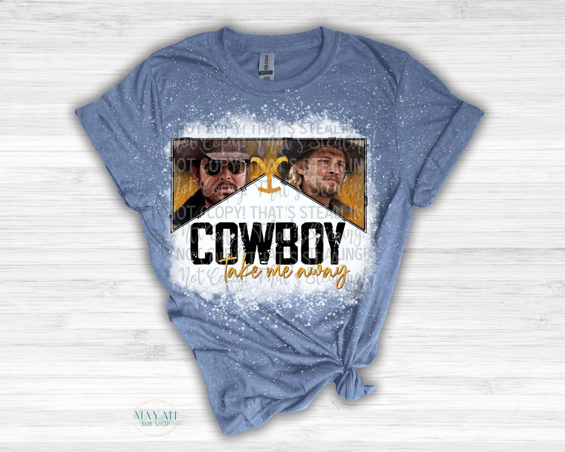 Cowboy Take Me Away Bleached Shirt - Mayan Sub Shop